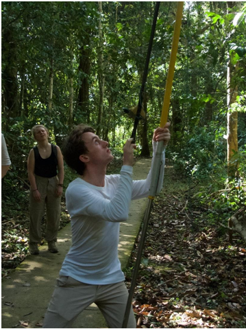 De boomkatapult in actie.