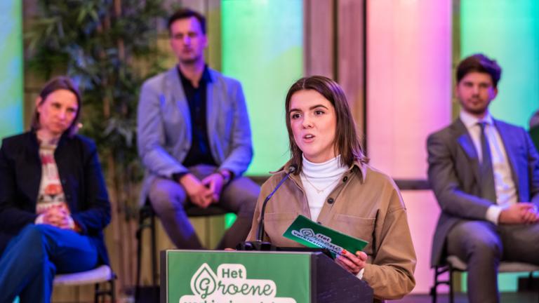 Aniek Moonen tijdens het Groene Verkiezingsdebat
