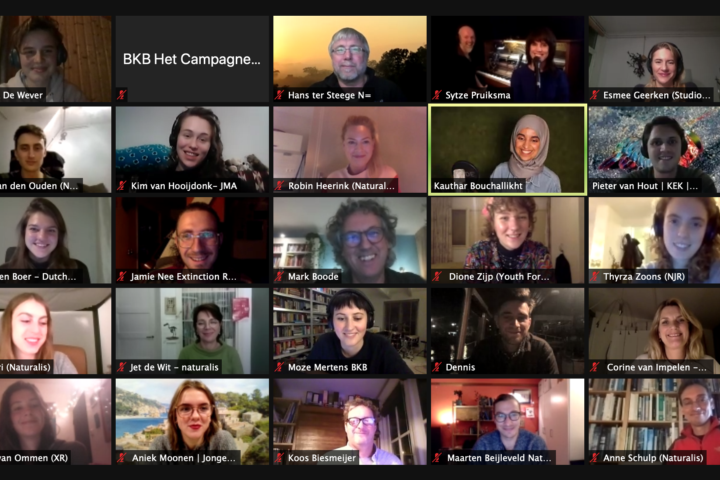 Een greep uit de deelnemers van de online startbijeenkomst van JongerenXNaturalis
