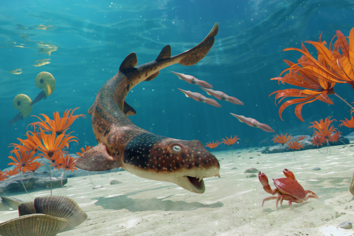 De nieuwe haaiensoort zou geleefd hebben in de warme tropische wateren die uiteindelijk delen van het Verenigd Koninkrijk zouden vormen. (c)Julio Lacerda