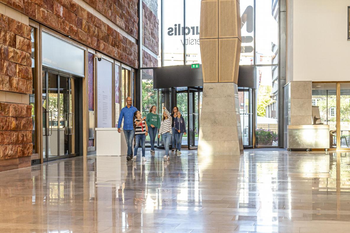 Visitors at the entrance of Naturalis