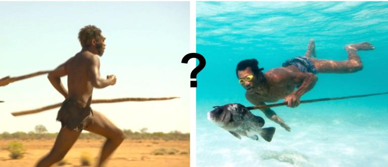 rennende en zwemmende mens